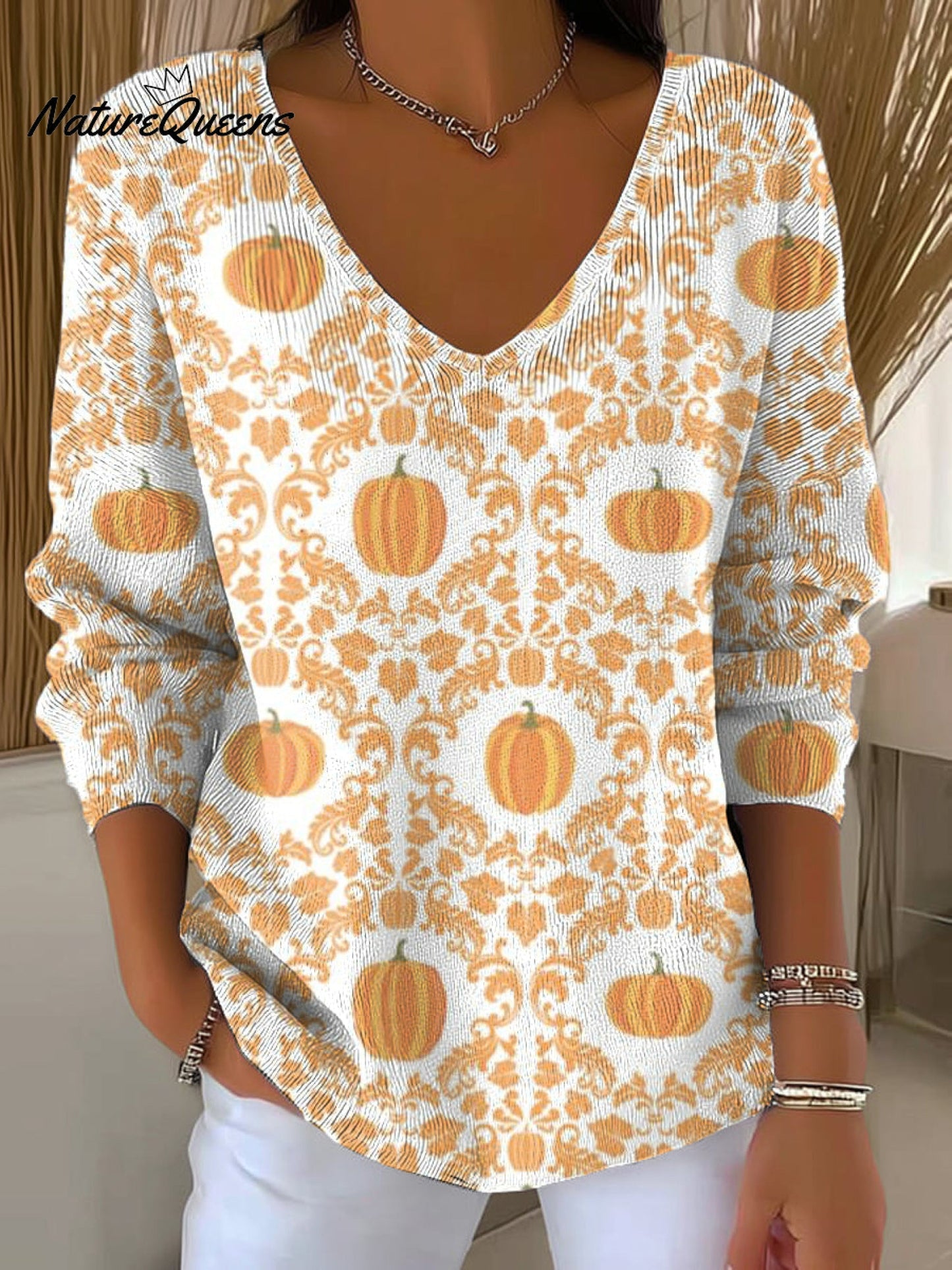 Women's Cute Pumpkin Pattern Art Print Casual Pullover Sweater