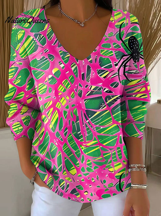 Women's Preppy Autumn Pumpkins Fall Halloween Casual Print Pullover Sweater
