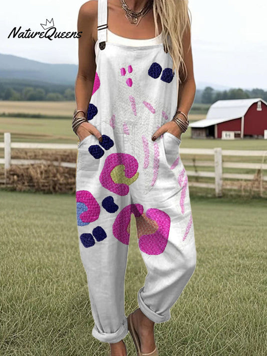 Women's Ghost Art Print Casual 100% Cotton Wide Leg Jumpsuit